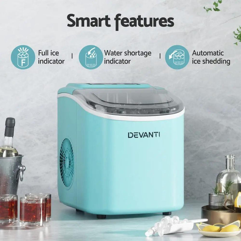 SportZone.co.nz Appliances > Kitchen Appliances > Ice Makers Devanti 12kg Ice Maker Machine w/Self Cleaning Green Devanti 12kg Ice Maker Machine w/Self Cleaning Green