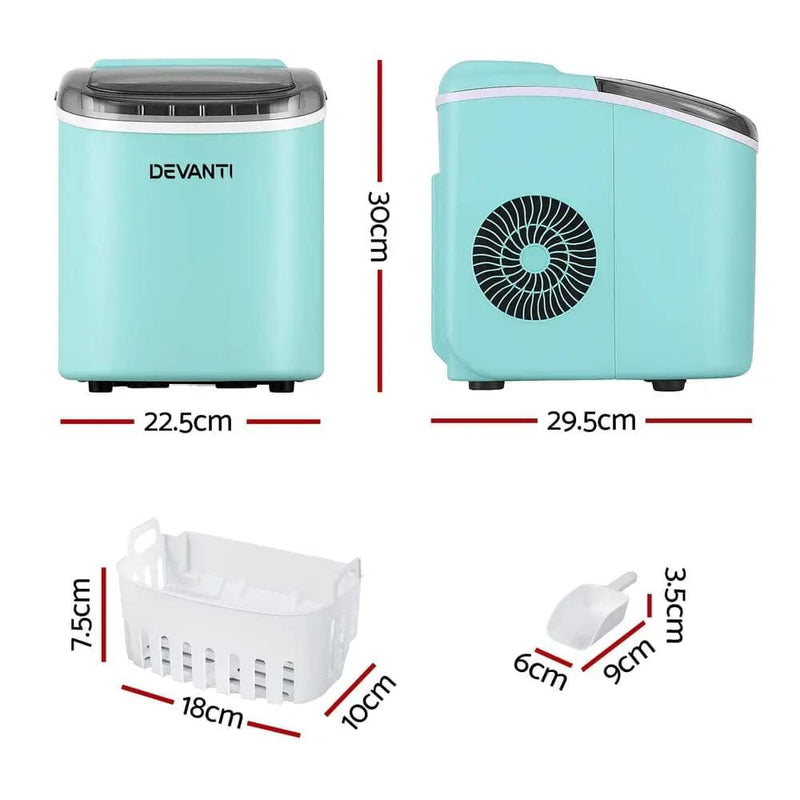 SportZone.co.nz Appliances > Kitchen Appliances > Ice Makers Devanti 12kg Ice Maker Machine w/Self Cleaning Green Devanti 12kg Ice Maker Machine w/Self Cleaning Green