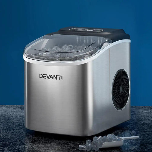 Devanti 12kg Ice Maker Machine w/Self Cleaning Silver by SportZone.co.nz