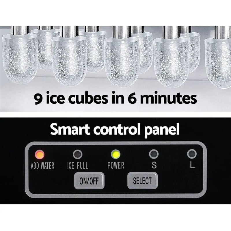 Devanti 12kg Ice Maker Machine w/Self Cleaning Silver by SportZone.co.nz
