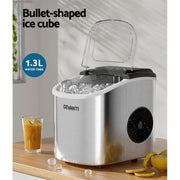 Devanti 12kg Ice Maker Machine w/Self Cleaning Silver by SportZone.co.nz