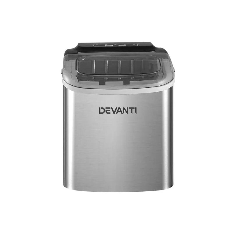 Devanti 12kg Ice Maker Machine w/Self Cleaning Silver by SportZone.co.nz