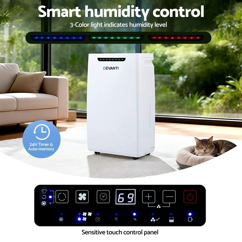 SportZone.co.nz Appliances > Aroma Diffusers & Humidifiers > Dehumidifiers Devanti 16L Dehumidifier Portable Air Dryer Moisture Absorber 5.5L Water Tank Home Devanti 16L Dehumidifier Portable Air Dryer Moisture Absorber 5.5L Water Tank Home
