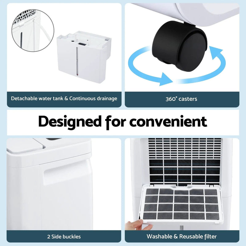 SportZone.co.nz Appliances > Aroma Diffusers & Humidifiers > Dehumidifiers Devanti 16L Dehumidifier Portable Air Dryer Moisture Absorber 5.5L Water Tank Home Devanti 16L Dehumidifier Portable Air Dryer Moisture Absorber 5.5L Water Tank Home