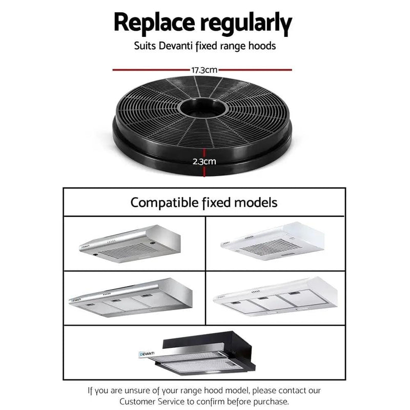 SportZone.co.nz Appliances > Kitchen Appliances > Cooking Ranges Devanti 17cm Range Hood Carbon Charcoal Filters Replacement X2 Devanti 17cm Range Hood Carbon Charcoal Filters Replacement X2