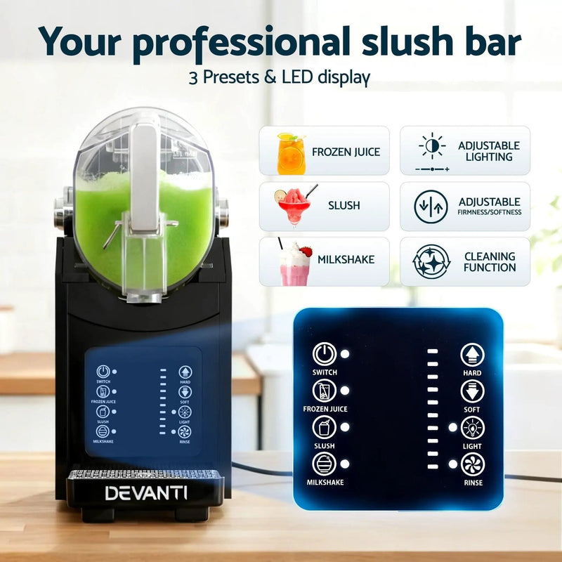 SportZone.co.nz Appliances > Kitchen Appliances > Ice Makers Devanti 1.8L Slushie Machine Maker Frozen Smoothies Milkshakes Black Devanti 1.8L Slushie Machine Maker Frozen Smoothies Milkshakes Black