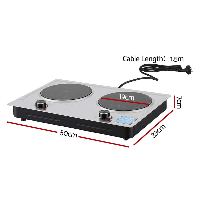 SportZone.co.nz Appliances > Kitchen Appliances > Cooktops & Stoves Devanti 2 Hobs Ceramic Cooktop Electric Hot Plate Infrared Knob Control 2400W Devanti 2 Hobs Ceramic Cooktop Electric Hot Plate Infrared Knob Control 2400W
