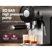 SportZone.co.nz Appliances > Kitchen Appliances Devanti 20-Bar Espresso Cafe Maker- Crafted for Barista-Quality Coffee Devanti 20-Bar Espresso Cafe Maker- Crafted for Barista-Quality Coffee