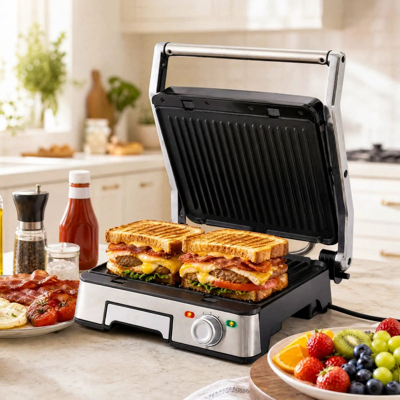 SportZone.co.nz Appliances > Kitchen Appliances > Toasters & Grills Devanti 2000W 3-in-1 Panini Press Grill Sandwich Maker 180° Open 4 Slice Devanti 2000W 3-in-1 Panini Press Grill Sandwich Maker 180° Open 4 Slice