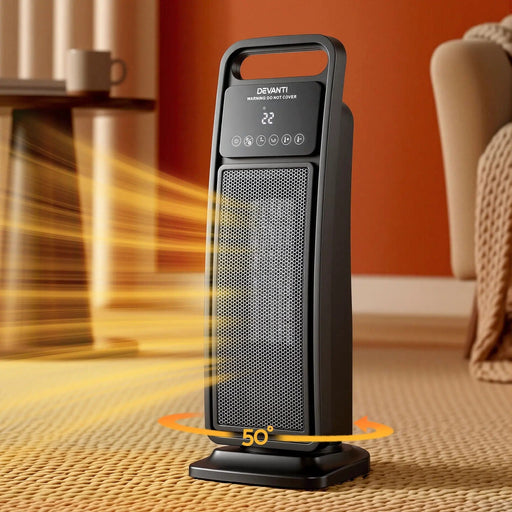 SportZone.co.nz Appliances > Heaters > Electric Heaters Devanti 2000W Ceramic Tower Heater Space Heaters Indoor Oscillating Black Devanti 2000W Ceramic Tower Heater Space Heaters Indoor Oscillating Black