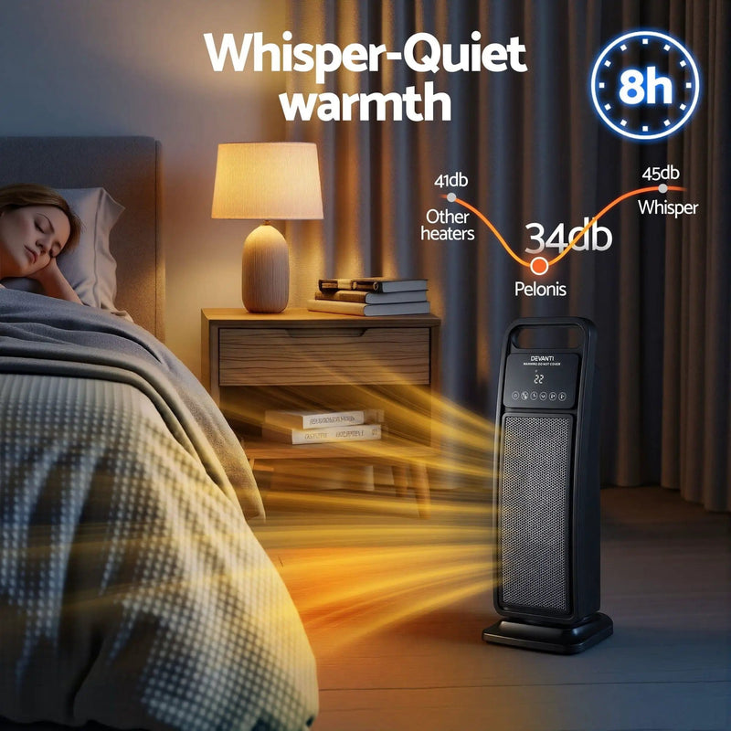 SportZone.co.nz Appliances > Heaters > Electric Heaters Devanti 2000W Ceramic Tower Heater Space Heaters Indoor Oscillating Black Devanti 2000W Ceramic Tower Heater Space Heaters Indoor Oscillating Black