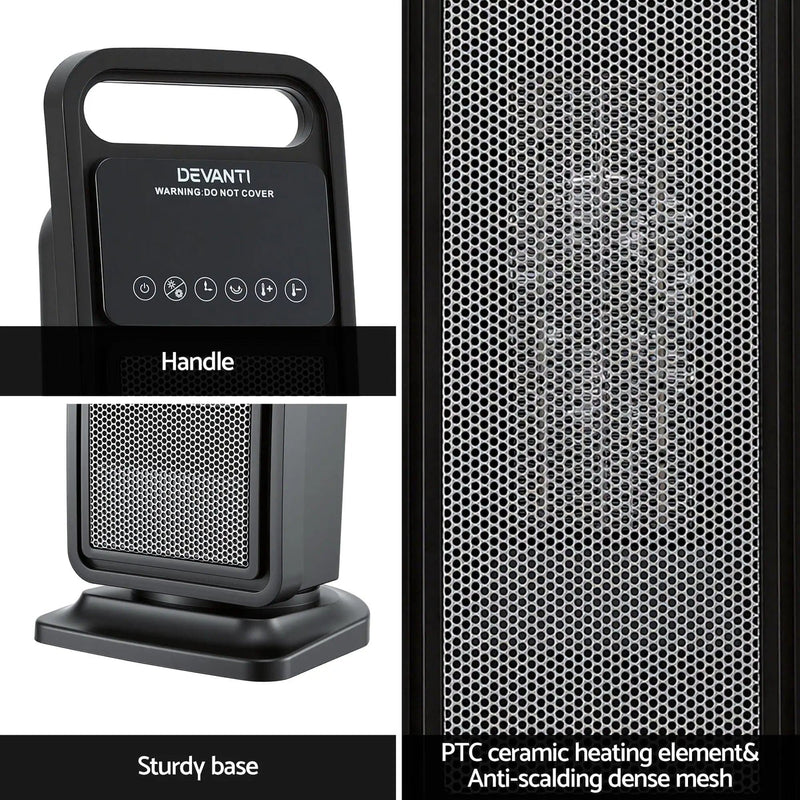 SportZone.co.nz Appliances > Heaters > Electric Heaters Devanti 2000W Ceramic Tower Heater Space Heaters Indoor Oscillating Black Devanti 2000W Ceramic Tower Heater Space Heaters Indoor Oscillating Black