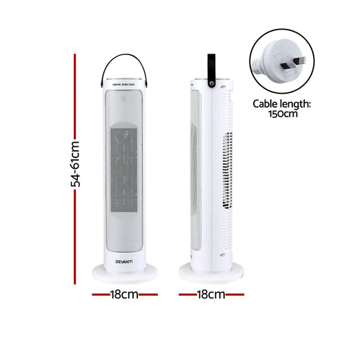 SportZone.co.nz Appliances > Heaters > Electric Heaters Devanti 2000W Ceramic Tower Heater Space Heaters Oscillating Indoor White Devanti 2000W Ceramic Tower Heater Space Heaters Oscillating Indoor White