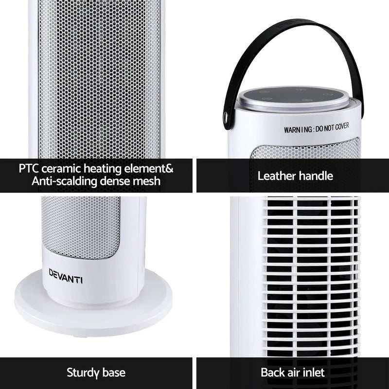 SportZone.co.nz Appliances > Heaters > Electric Heaters Devanti 2000W Ceramic Tower Heater Space Heaters Oscillating Indoor White Devanti 2000W Ceramic Tower Heater Space Heaters Oscillating Indoor White