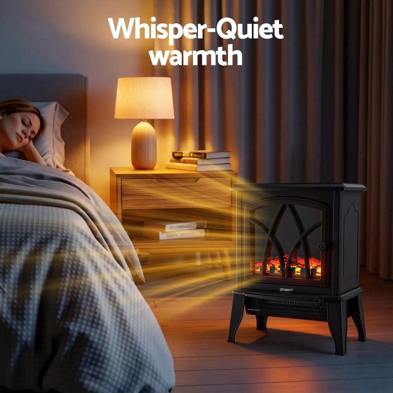 SportZone.co.nz Appliances > Heaters > Electric Heaters Devanti 2000W Electric Fireplace Heater Stove Freestanding 3D Flame Effect Indoor Space Heaters Devanti 2000W Freestanding Electric Fireplace Heater