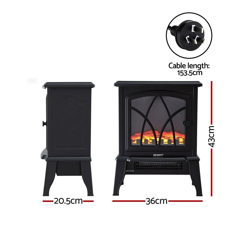 SportZone.co.nz Appliances > Heaters > Electric Heaters Devanti 2000W Electric Fireplace Heater Stove Freestanding 3D Flame Effect Indoor Space Heaters Devanti 2000W Freestanding Electric Fireplace Heater