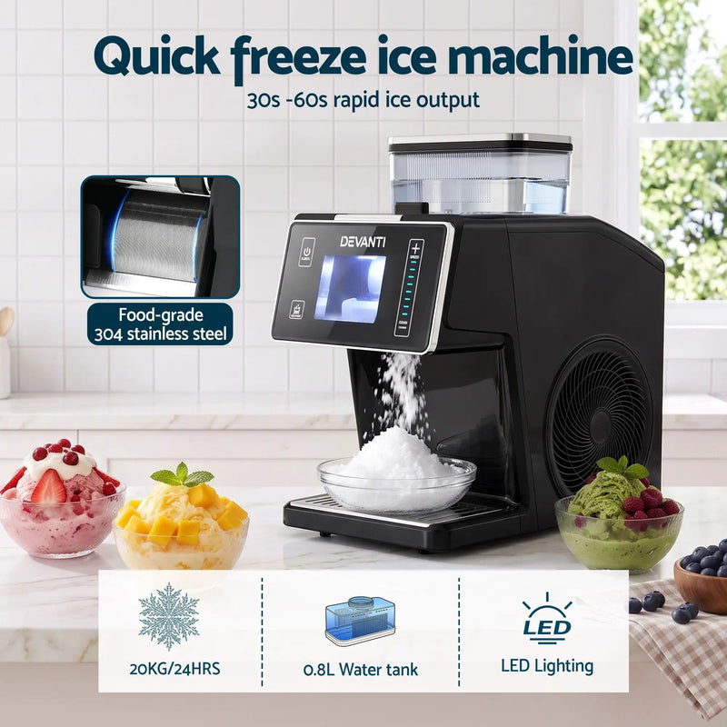 SportZone.co.nz Appliances > Kitchen Appliances > Ice Makers Devanti 20kg/24hr Ice Maker Snowflake Bingsu Shaved Ice Slushie Maker Black Devanti 20kg/24hr Ice Maker Snowflake Bingsu Shaved Ice Slushie Maker Black