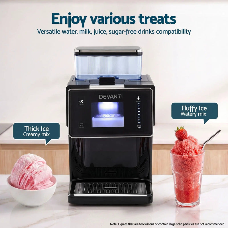 SportZone.co.nz Appliances > Kitchen Appliances > Ice Makers Devanti 20kg/24hr Ice Maker Snowflake Bingsu Shaved Ice Slushie Maker Black Devanti 20kg/24hr Ice Maker Snowflake Bingsu Shaved Ice Slushie Maker Black