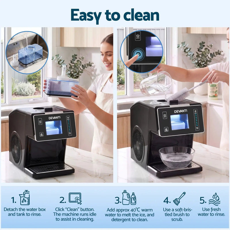 SportZone.co.nz Appliances > Kitchen Appliances > Ice Makers Devanti 20kg/24hr Ice Maker Snowflake Bingsu Shaved Ice Slushie Maker Black Devanti 20kg/24hr Ice Maker Snowflake Bingsu Shaved Ice Slushie Maker Black
