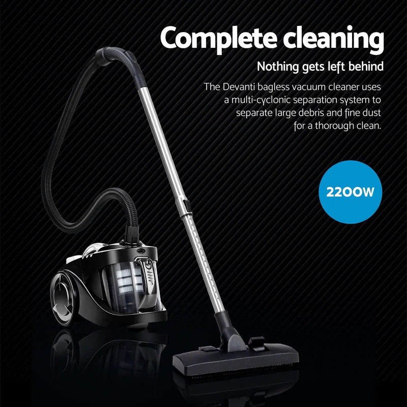 SportZone.co.nz Appliances > Vacuum Cleaners Devanti 2200W Bagless Vacuum Cleaner Black Devanti 2200W Bagless Vacuum Cleaner Black
