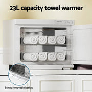 Devanti 23L Towel Warmer UV Sterilizer Heater Cabinet Beauty SPA Salon White by SportZone.co.nz