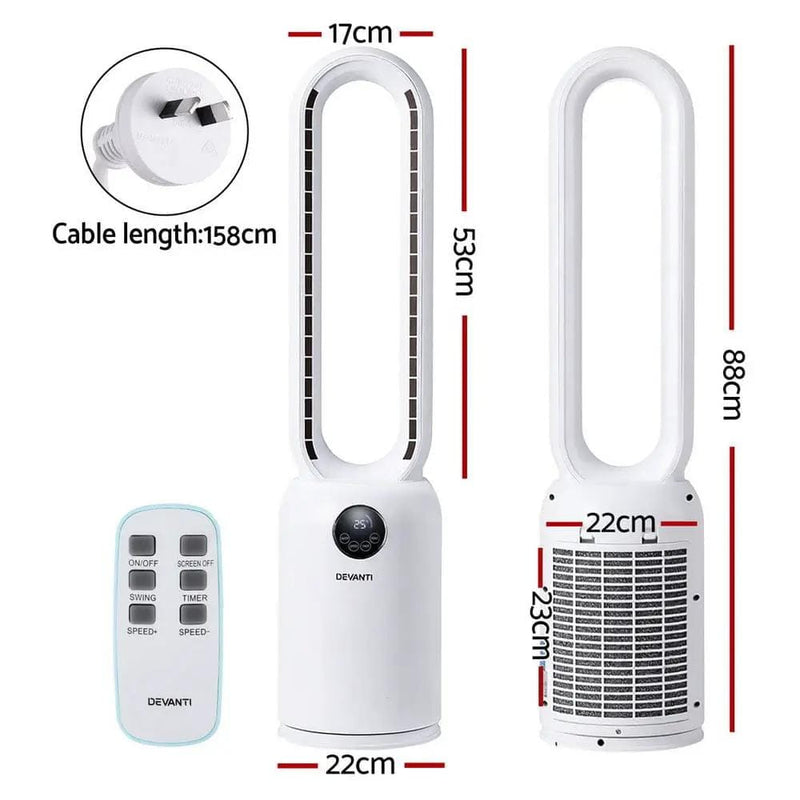 SportZone.co.nz Appliances > Fans > Portable Fans Devanti 2in1 Bladeless Fan Air Purification W/ Remote 88cm Devanti 2in1 Bladeless Fan Air Purification W/ Remote 88cm