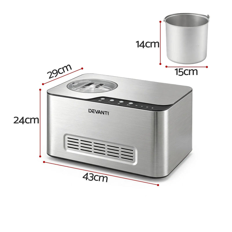 SportZone.co.nz Appliances > Kitchen Appliances > Ice Makers Devanti 2L 2-in-1 Ice Cream & Yogurt Maker Machine No Pre-Freezing Homemade Gelato Sorbet Devanti 2L 2-in-1 Ice Cream & Yogurt Maker Machine No Pre-Freezing Homemade Gelato Sorbet