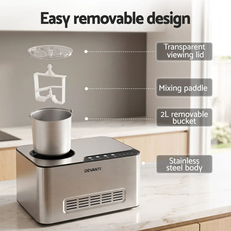 SportZone.co.nz Appliances > Kitchen Appliances > Ice Makers Devanti 2L 2-in-1 Ice Cream & Yogurt Maker Machine No Pre-Freezing Homemade Gelato Sorbet Devanti 2L 2-in-1 Ice Cream & Yogurt Maker Machine No Pre-Freezing Homemade Gelato Sorbet