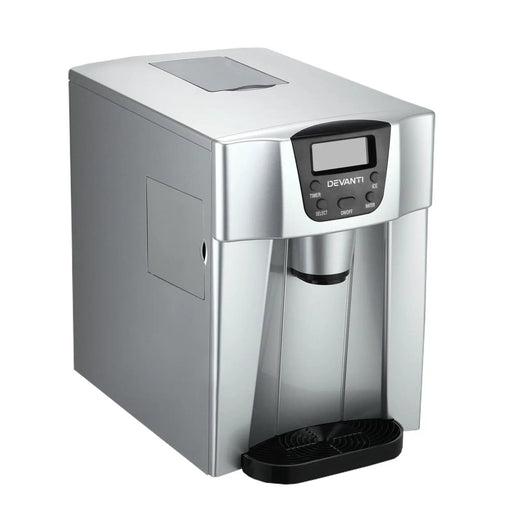 Devanti 2L Portable Ice Cuber Maker & Water Dispenser - Silver by SportZone.co.nz