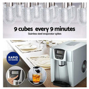 Devanti 2L Portable Ice Cuber Maker & Water Dispenser - Silver by SportZone.co.nz