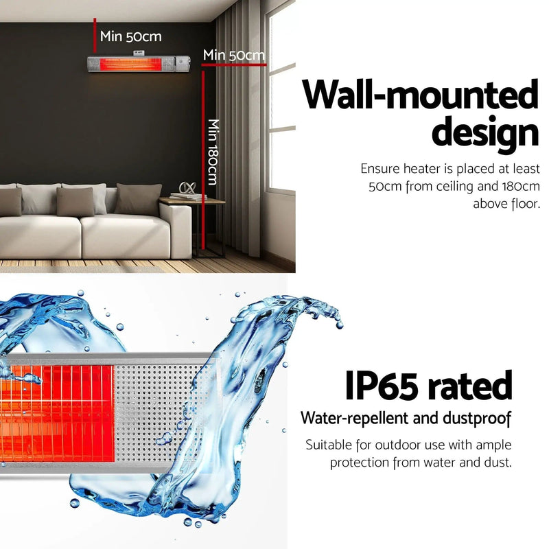 SportZone.co.nz Appliances > Heaters > Patio Heaters Devanti 2 Pack Infrared Electric Strip Heaters 2000W Remote Control Devanti Infrared Electric Strip Heaters 2000W Pack