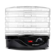 Devanti 5 Trays Food Dehydrator Fruit Dehydrators Pet Beef Jerky Dryer Black by SportZone.co.nz