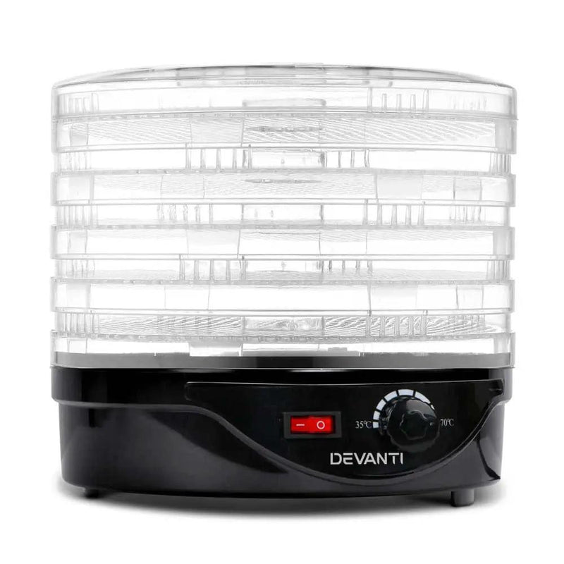 Devanti 5 Trays Food Dehydrator Fruit Dehydrators Pet Beef Jerky Dryer Black by SportZone.co.nz