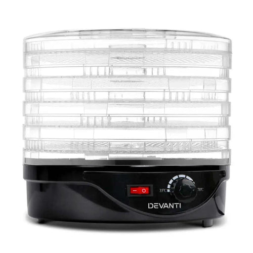 Devanti 5 Trays Food Dehydrator Fruit Dehydrators Pet Beef Jerky Dryer Black by SportZone.co.nz