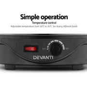 Devanti 5 Trays Food Dehydrator Fruit Dehydrators Pet Beef Jerky Dryer Black by SportZone.co.nz