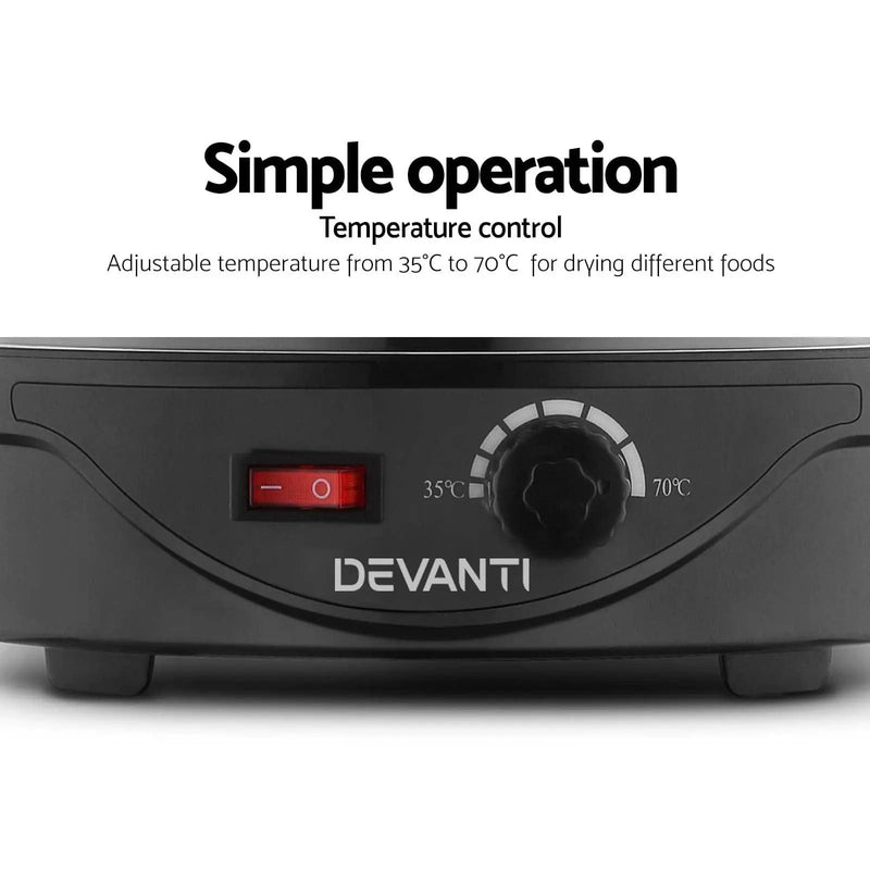 Devanti 5 Trays Food Dehydrator Fruit Dehydrators Pet Beef Jerky Dryer Black by SportZone.co.nz