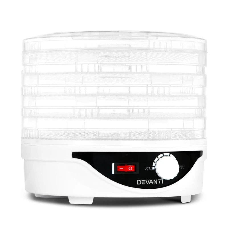 SportZone.co.nz Appliances > Kitchen Appliances > Food Dehydrators Devanti 5 Trays Food Dehydrator Fruit Dehydrators Pet Beef Jerky Dryer White Devanti 5 Trays Food Dehydrator Fruit Dehydrators Pet Beef Jerky Dryer White