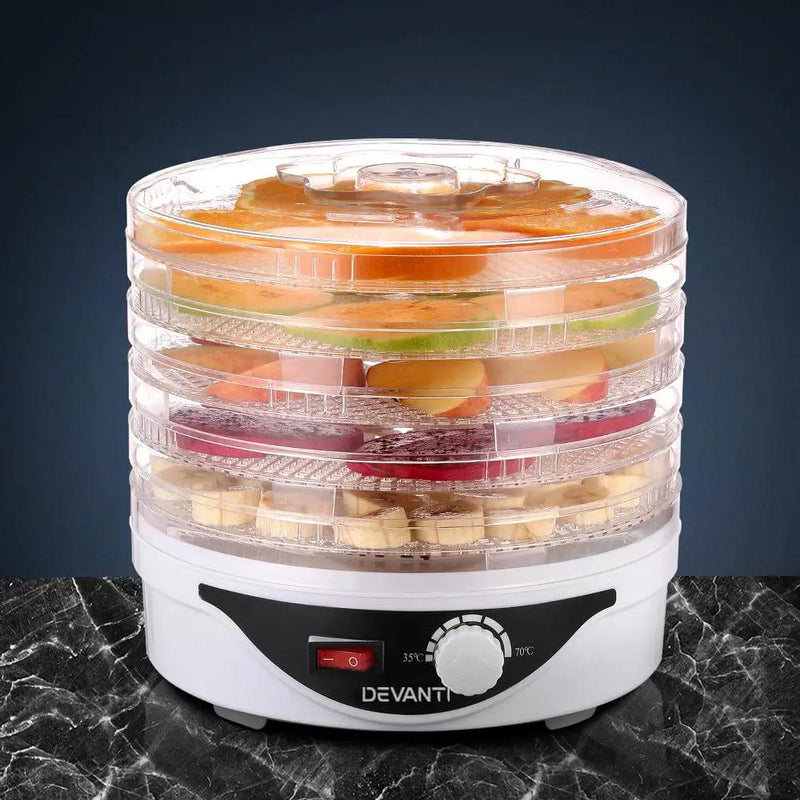 SportZone.co.nz Appliances > Kitchen Appliances > Food Dehydrators Devanti 5 Trays Food Dehydrator Fruit Dehydrators Pet Beef Jerky Dryer White Devanti 5 Trays Food Dehydrator Fruit Dehydrators Pet Beef Jerky Dryer White