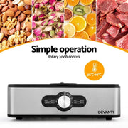 SportZone.co.nz Appliances > Kitchen Appliances > Food Dehydrators Devanti 5 Trays Food Dehydrator Stainless Steel Tray Devanti 5 Trays Food Dehydrator Stainless Steel Tray