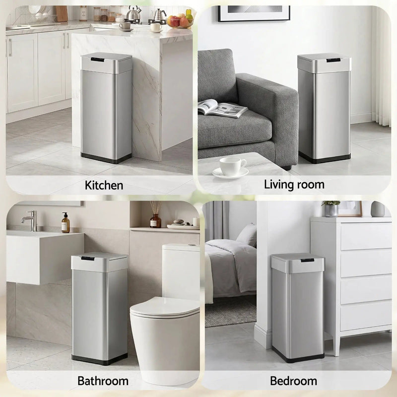 SportZone.co.nz Home & Garden > Kitchen Bins > Automatic Bins Devanti 50L Motion Sensor Bin Rubbish Bins Kitchen Automatic Trash Can Silver Devanti 50L Motion Sensor Bin Rubbish Bins Kitchen Automatic Trash Can Silver