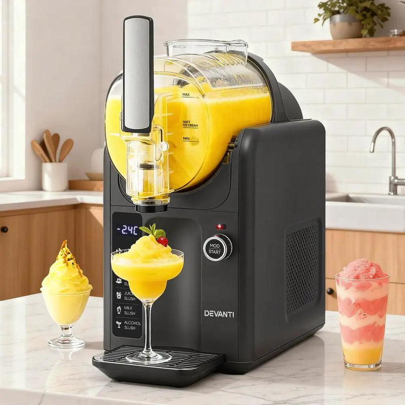 SportZone.co.nz Appliances > Kitchen Appliances > Ice Makers Devanti 5in1 Slushie Machine Ice Cream Maker 2L Grey Devanti 5in1 Slushie Machine Ice Cream Maker 2L Grey