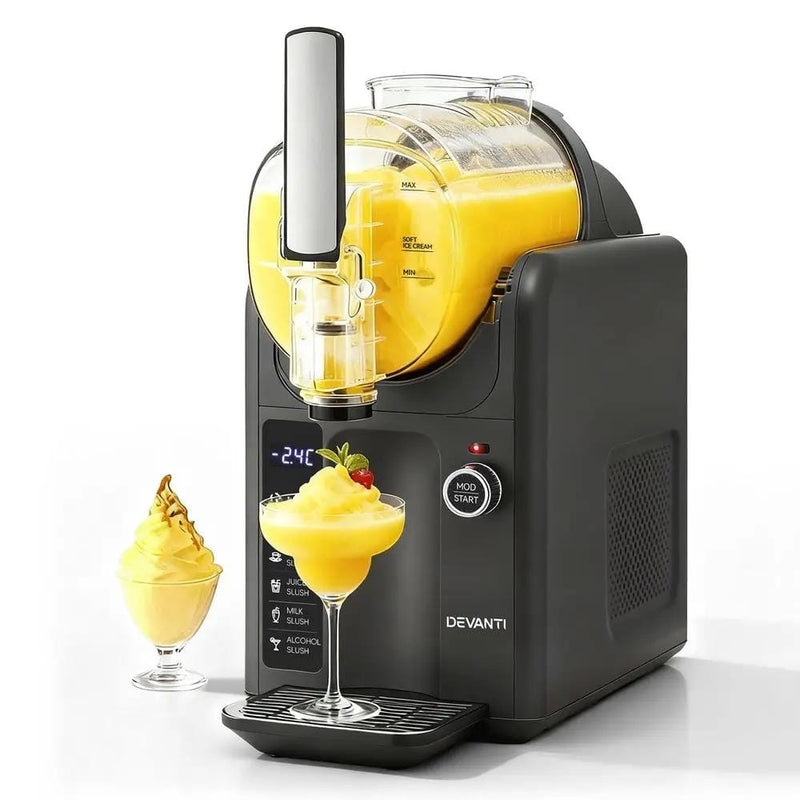 SportZone.co.nz Appliances > Kitchen Appliances > Ice Makers Devanti 5in1 Slushie Machine Ice Cream Maker 2L Grey Devanti 5in1 Slushie Machine Ice Cream Maker 2L Grey