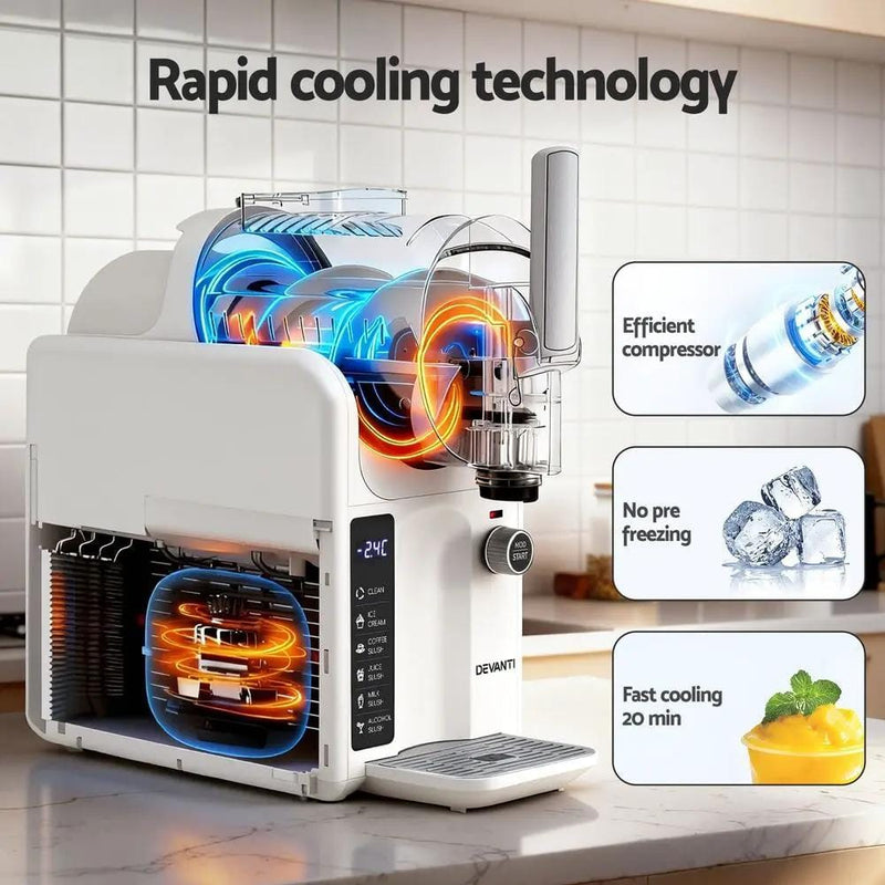 SportZone.co.nz Appliances > Kitchen Appliances > Ice Makers Devanti 5in1 Slushie Machine Ice Cream Maker 2L White Devanti 5in1 Slushie Machine Ice Cream Maker 2L White