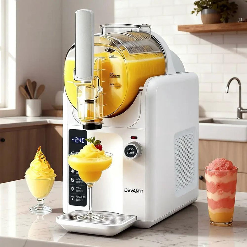 SportZone.co.nz Appliances > Kitchen Appliances > Ice Makers Devanti 5in1 Slushie Machine Ice Cream Maker 2L White Devanti 5in1 Slushie Machine Ice Cream Maker 2L White