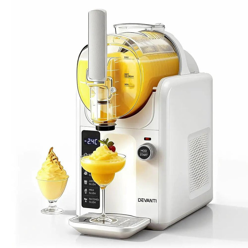 SportZone.co.nz Appliances > Kitchen Appliances > Ice Makers Devanti 5in1 Slushie Machine Ice Cream Maker 2L White Devanti 5in1 Slushie Machine Ice Cream Maker 2L White