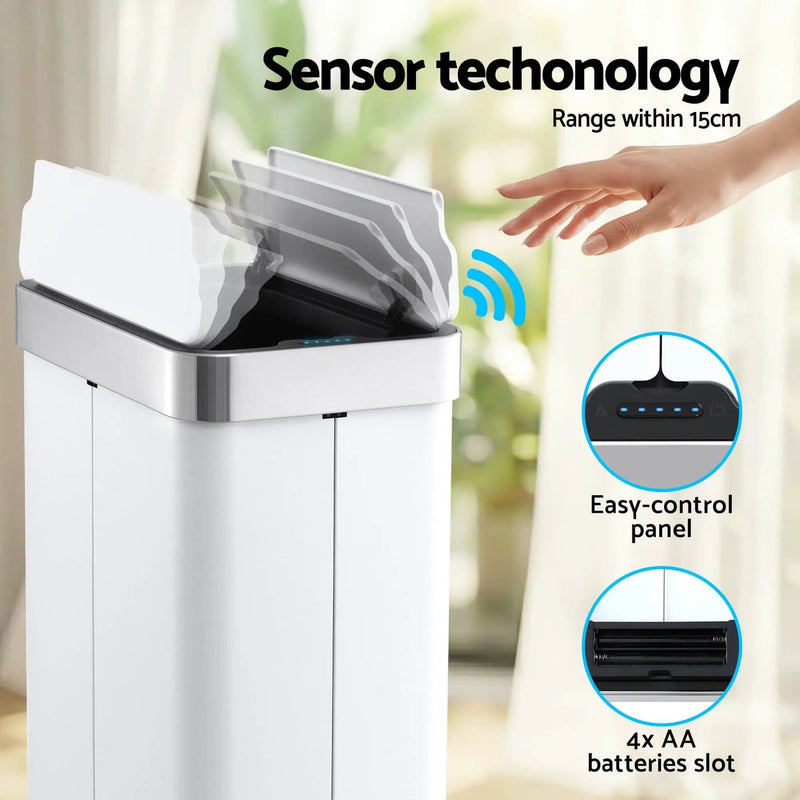 SportZone.co.nz Home & Garden > Kitchen Bins > Automatic Bins Devanti 70L Automatic Sensor Kitchen Bin – Touchless Smart Rubbish Bin - White Devanti 70L Automatic Sensor Kitchen Bin – Touchless Smart Rubbish Bin - White