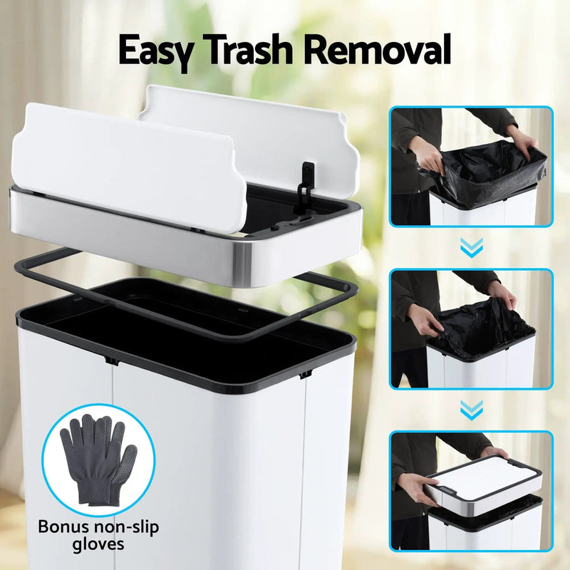 SportZone.co.nz Home & Garden > Kitchen Bins > Automatic Bins Devanti 70L Automatic Sensor Kitchen Bin – Touchless Smart Rubbish Bin - White Devanti 70L Automatic Sensor Kitchen Bin – Touchless Smart Rubbish Bin - White