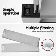 Devanti 900mm Range Hood 90cm Slide out Rangehood Stainless Steel by SportZone.co.nz