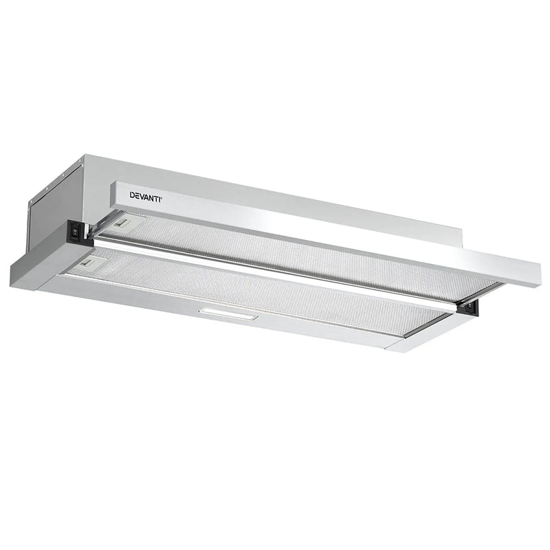 Devanti 900mm Range Hood 90cm Slide out Rangehood Stainless Steel by SportZone.co.nz