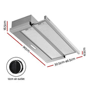 Devanti 900mm Range Hood 90cm Slide out Rangehood Stainless Steel by SportZone.co.nz
